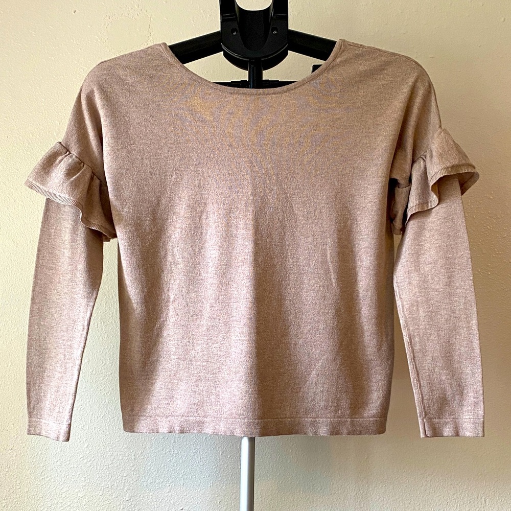 Wear Your 🩷 On Your Sleeve Chic Ruffle Sleeve Sweater XS